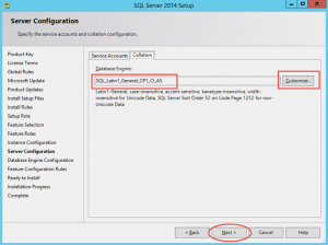 Ilustración 11 – Instalación de SQL Server | Configuración de Intercalación (Collation) para la instancia de SQL Server seleccionada.
