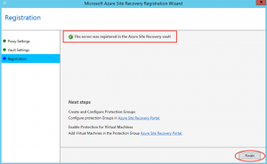 Ilustración 15 – Asistente para instalación del Proveedor de Azure Site Recovery en Hyper-V: finalización de registro del Vault.