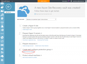 Ilustración 17 – Creación y Configuración de Grupo de Protección en Azure Site Recovery Vault.