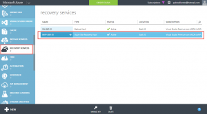 Ilustración 2 – Creación de Site Recovery Vault desde el Panel de Control de Microsoft Azure.