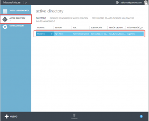 Ilustración 13 – Administración de un Directorio existente en Microsoft Azure en una suscripción "Access to Azure Active Directory".