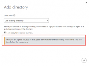 Ilustración 3 – Registro de un Directorio existente en Microsoft Azure: deslogueo requerido.
