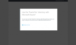 Ilustración 5 – Registro de un Directorio existente en Microsoft Azure: confirmación de registro exitoso de Directorio existente de Office 365 en Azure.