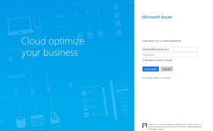 Ilustración 7 – Registro de una nueva suscripción completa de Azure para administrar un Directorio de Office 365: inicio de sesión con nuestra cuenta organizacional (Office 365).