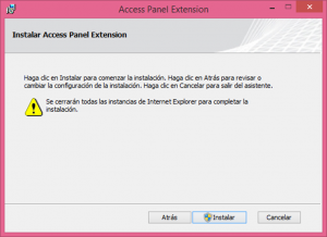 Ilustración 28 – Instalación del complemento para Internet Explorer "Access Panel Extension" para acceder a aplicaciones publicadas en Azure Active Directory.