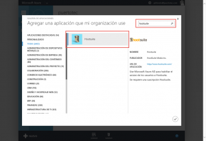 Ilustración 6 – Buscando y agregando una Aplicación Web de Terceros a Azure Active Directory: HootSuite.