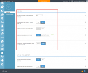 Ilustración 3 – Azure AD Join. Configuración de Directorio en Azure para aceptar registro de dispositivos.