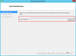 Ilustración 12 – Instalación de Agente de Azure Backup en Windows Server. Configuración de Credenciales de Azure Backup para el Vault.