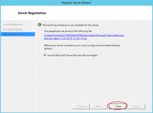 Ilustración 15 – Instalación de Agente de Azure Backup en Windows Server. Finalización de Configuración.