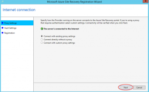 Ilustración 12 – Asistente para instalación del Proveedor de Azure Site Recovery en Hyper-V: configuración de Proxy.