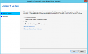 Ilustración 8 – Asistente para instalación del Proveedor de Azure Site Recovery en Hyper-V.