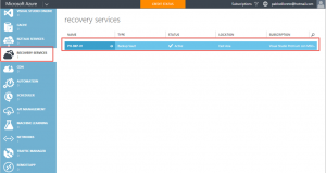 Ilustración 2 – Creación de Vault de Backup en Microsoft Azure. Azure Backup Vault creado.