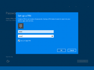 Ilustración 29 – Inicio de Sesión en Windows 10 Build 10130. Configuración de PIN.