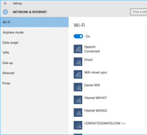 Ilustración 1 - Administrador de Redes e Internet en Windows 10 Desktop.