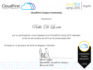 Certificado CFCBOG2015 de participación - Pablo Di Loreto