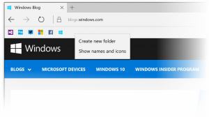 Qué hay de nuevo en Windows 10 Insider Preview Build 14267 - Barra de favoritos mejorada en EDGE.