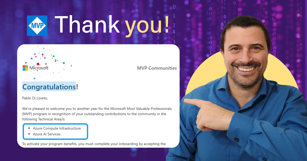 ✨ 12 años de evolución: mi viaje como Microsoft MVP, desde Windows hasta Azure e IA 🚀🧠
<span class="bsf-rt-reading-time"><span class="bsf-rt-display-label" prefix="Tiempo de Lectura"></span> <span class="bsf-rt-display-time" reading_time="2"></span> <span class="bsf-rt-display-postfix" postfix="minutos"></span></span>
